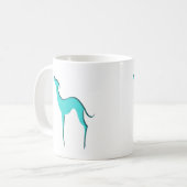 Greyhound Whippet dog blue silhouette Koffiemok (Voorkant links)
