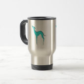 Greyhound Whippet dog blue silhouette Reisbeker (Voorkant links)