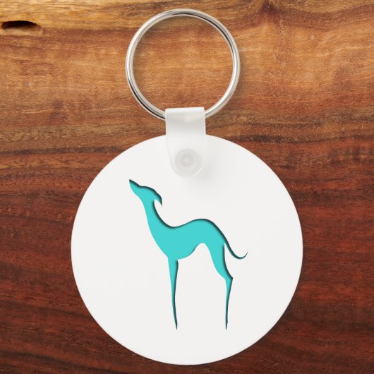 Greyhound Whippet dog blue silhouette Sleutelhanger (Voorkant)