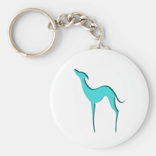 Greyhound Whippet dog blue silhouette Sleutelhanger (Voorkant)