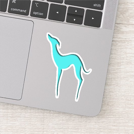 Greyhound Whippet dog blue silhouette Sticker (Detail)