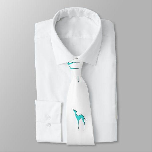 Greyhound Whippet dog blue silhouette Stropdas (Gebonden)