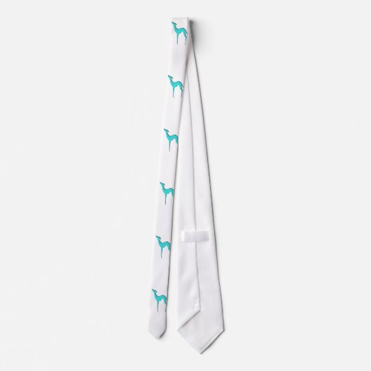 Greyhound Whippet dog blue silhouette Stropdas (Achterkant)