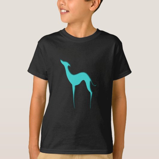 Greyhound Whippet dog blue silhouette T-shirt (Voorkant)