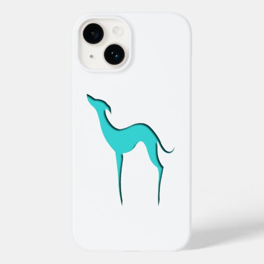Greyhound Whippet dog Elegant turquoise silhouette Case-Mate iPhone Case (Achterkant)