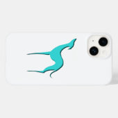 Greyhound Whippet dog Elegant turquoise silhouette Case-Mate iPhone Case (Achterkant (horizontaal))
