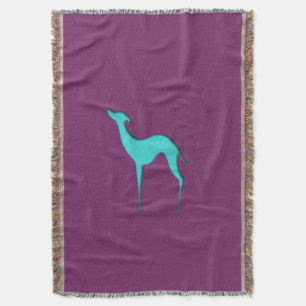 Greyhound Whippet dog Elegant turquoise silhouette Deken