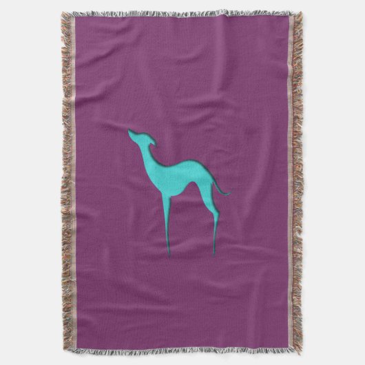 Greyhound Whippet dog Elegant turquoise silhouette Deken (Voorkant Verticaal)
