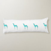 Greyhound Whippet dog Elegant turquoise silhouette Lichaamskussen (Achterkant)