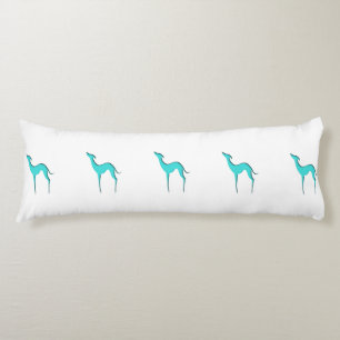 Greyhound Whippet dog Elegant turquoise silhouette Lichaamskussen