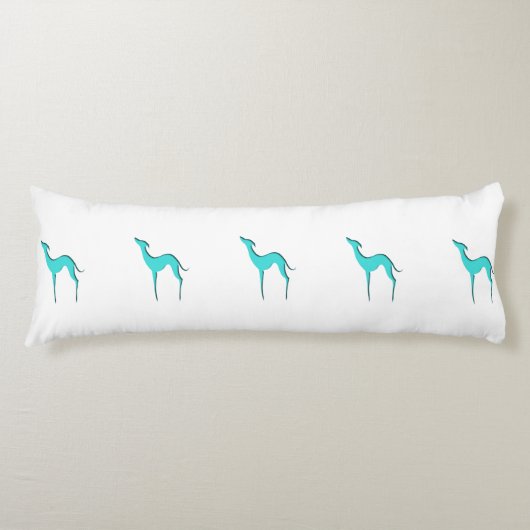 Greyhound Whippet dog Elegant turquoise silhouette Lichaamskussen (Voorkant)