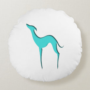 Greyhound Whippet dog Elegant turquoise silhouette Rond Kussen