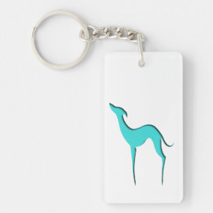 Greyhound Whippet dog Elegant turquoise silhouette Sleutelhanger
