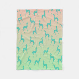 Greyhound whippet dog silhouettes fleece deken