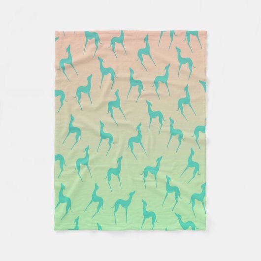 Greyhound whippet dog silhouettes fleece deken (Voorkant)
