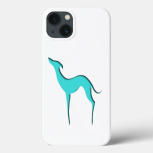 Greyhound Whippet dog Turquoise elegant silhouette iPhone 13 Hoesje