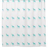 Greyhound Whippet dog turquoise silhouette Douchegordijn (Voorkant)