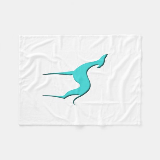 Greyhound Whippet dog turquoise silhouette Elegant Fleece Deken (Voorkant (Horizontaal))