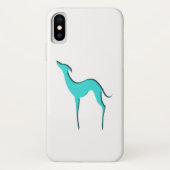Greyhound Whippet elegant turquoise silhouet Case-Mate iPhone Case (Achterkant)