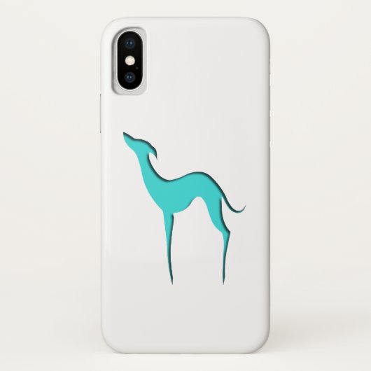 Greyhound Whippet elegant turquoise silhouet Case-Mate iPhone Case (Achterkant)