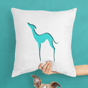 Greyhound Whippet Elegant Turquoise Silhouet Kussen