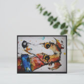 Greyhound Whippet Galgo Mixed Media Art Briefkaart (Staand voorkant)