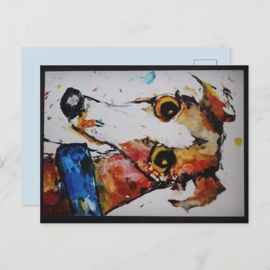 Greyhound Whippet Galgo Mixed Media Art Briefkaart (Voorkant / Achterkant)