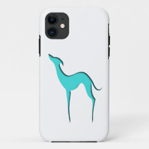 Greyhound Whippet hond elegant turkooise silhouett Case-Mate iPhone Case