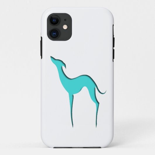 Greyhound Whippet hond elegant turkooise silhouett Case-Mate iPhone Case (Achterkant)