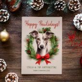 Greyhound Whippet Hond Kerstmis Gelukkige Pawholid Feestdagenkaart