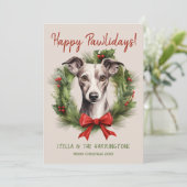 Greyhound Whippet Hond Kerstmis Gelukkige Pawholid Feestdagenkaart (Staand voorkant)