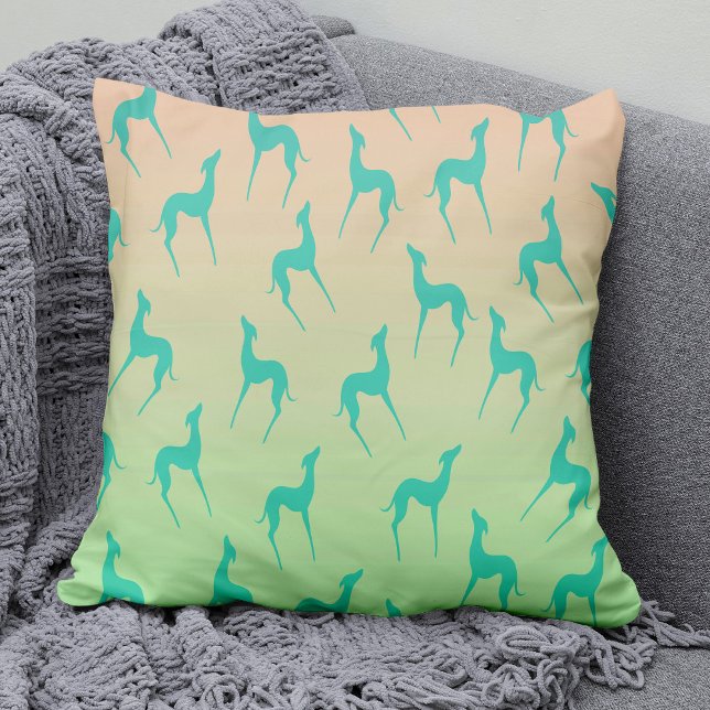 Greyhound Whippet Hond Silhouet Elegant Patroon Kussen (Creator heeft geüpload)