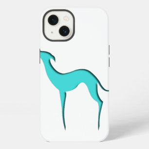 Greyhound Whippet hond Turquoise elegante silhouet iPhone 13 Hoesje
