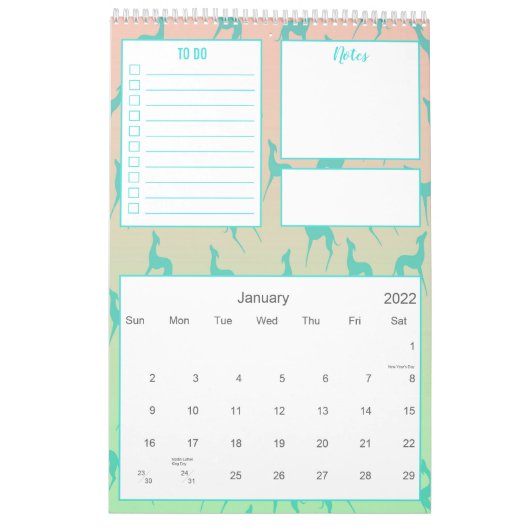 Greyhound whippet Hondenliefhebbers Aangepaste fot Kalender (Jan 2022)
