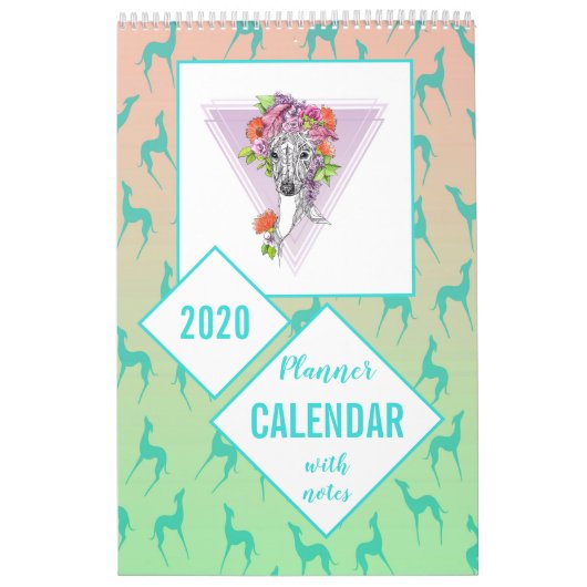 Greyhound whippet Hondenliefhebbers Aangepaste fot Kalender (Hoes)