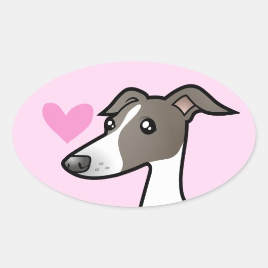 Greyhound/Whippet/Italiaanse Greyhound Love Ovale Sticker (Voorkant)