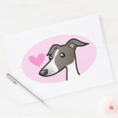 Greyhound/Whippet/Italiaanse Greyhound Love Ovale Sticker (Envelop)