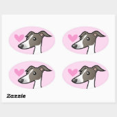 Greyhound/Whippet/Italiaanse Greyhound Love Ovale Sticker (Vel)