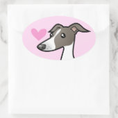 Greyhound/Whippet/Italiaanse Greyhound Love Ovale Sticker (Tas)