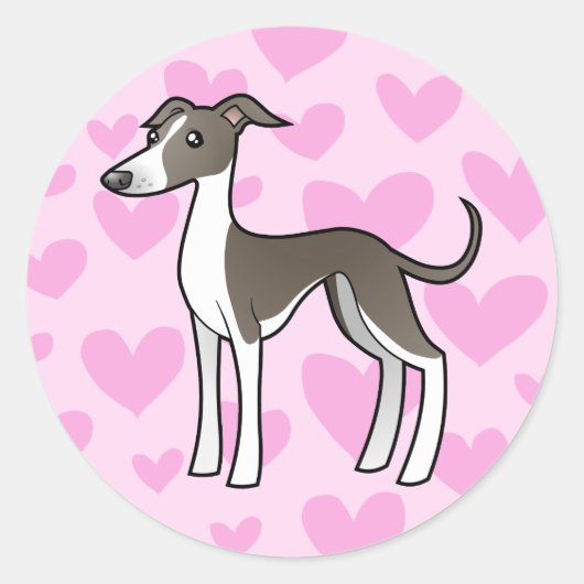 Greyhound/Whippet/Italiaanse Greyhound Love Ronde Sticker (Voorkant)
