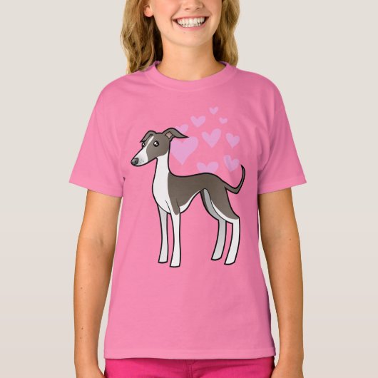 Greyhound/Whippet/Italiaanse Greyhound Love T-shirt (Voorkant)