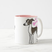 Greyhound/Whippet/Italiaanse Greyhound Love Tweekleurige Koffiemok (Voorkant rechts)