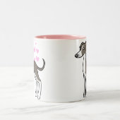 Greyhound/Whippet/Italiaanse Greyhound Love Tweekleurige Koffiemok (Center)