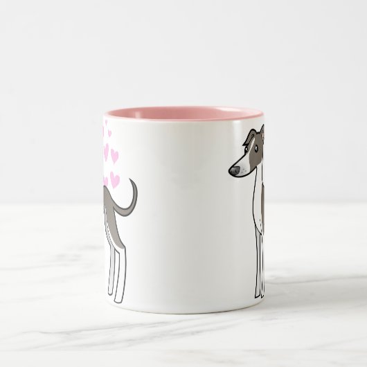 Greyhound/Whippet/Italiaanse Greyhound Love Tweekleurige Koffiemok (Center)