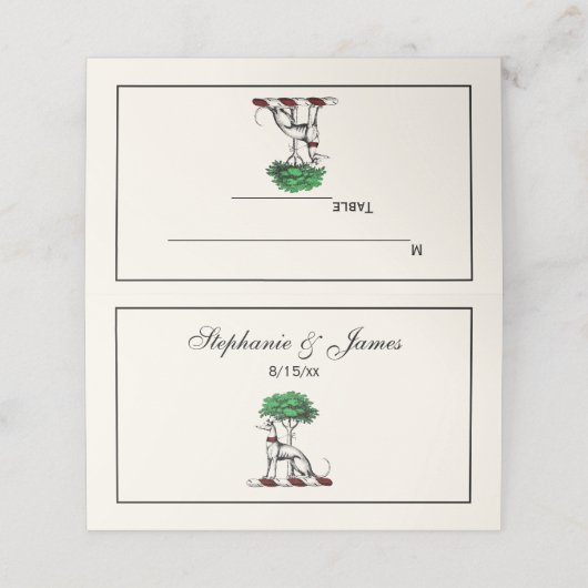 Greyhound Whippet met Boom Heraldic Crest Embleem Plaatskaartje (Buitenkant ongevouwen)
