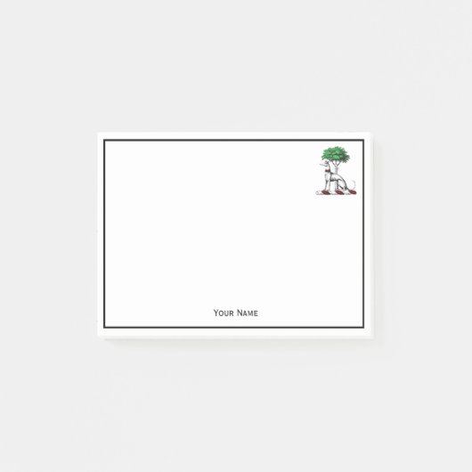 Greyhound Whippet met Boom Heraldic Crest Embleem Post-it® Notes (Voorkant)