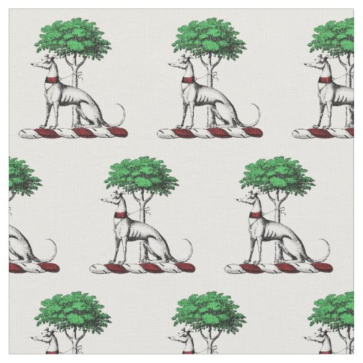Greyhound Whippet met Boom Heraldic Crest Embleem Stof (Close Up)