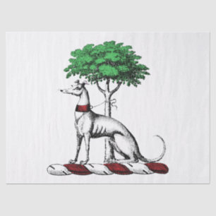 Greyhound Whippet met Boom Heraldic Crest Embleem Tissuepapier