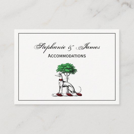 Greyhound Whippet met Boom Heraldic Crest Embleem Visitekaartje (Voorkant)