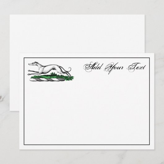 Greyhound Whippet met Heraldic Crest Note Card Notitiekaartje (Voorkant / Achterkant)